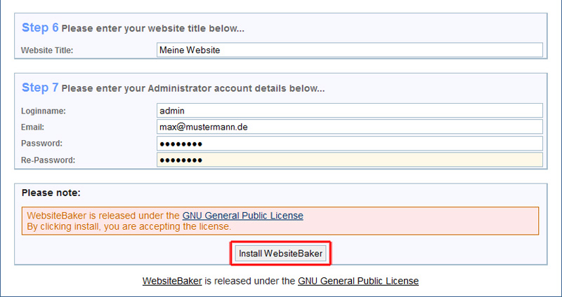 Website Baker - Manual installation - Fantastic Support - checkdomain